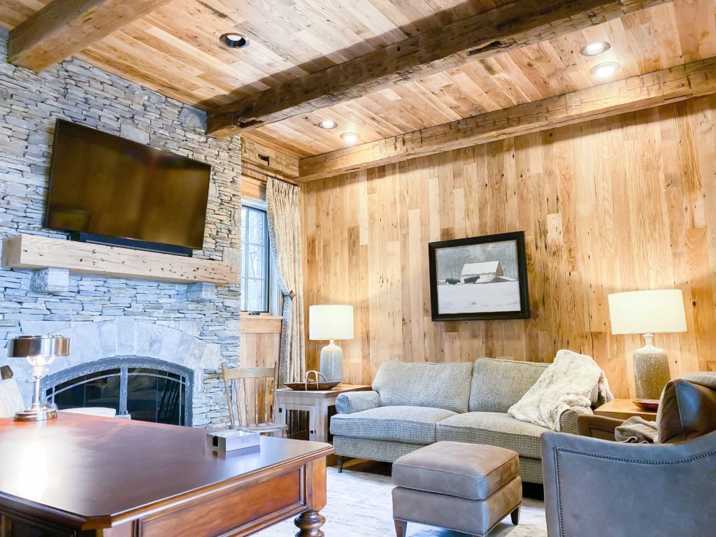 Wormy Chestnut Wall & Ceiling Planking + Hand Hewn Beams